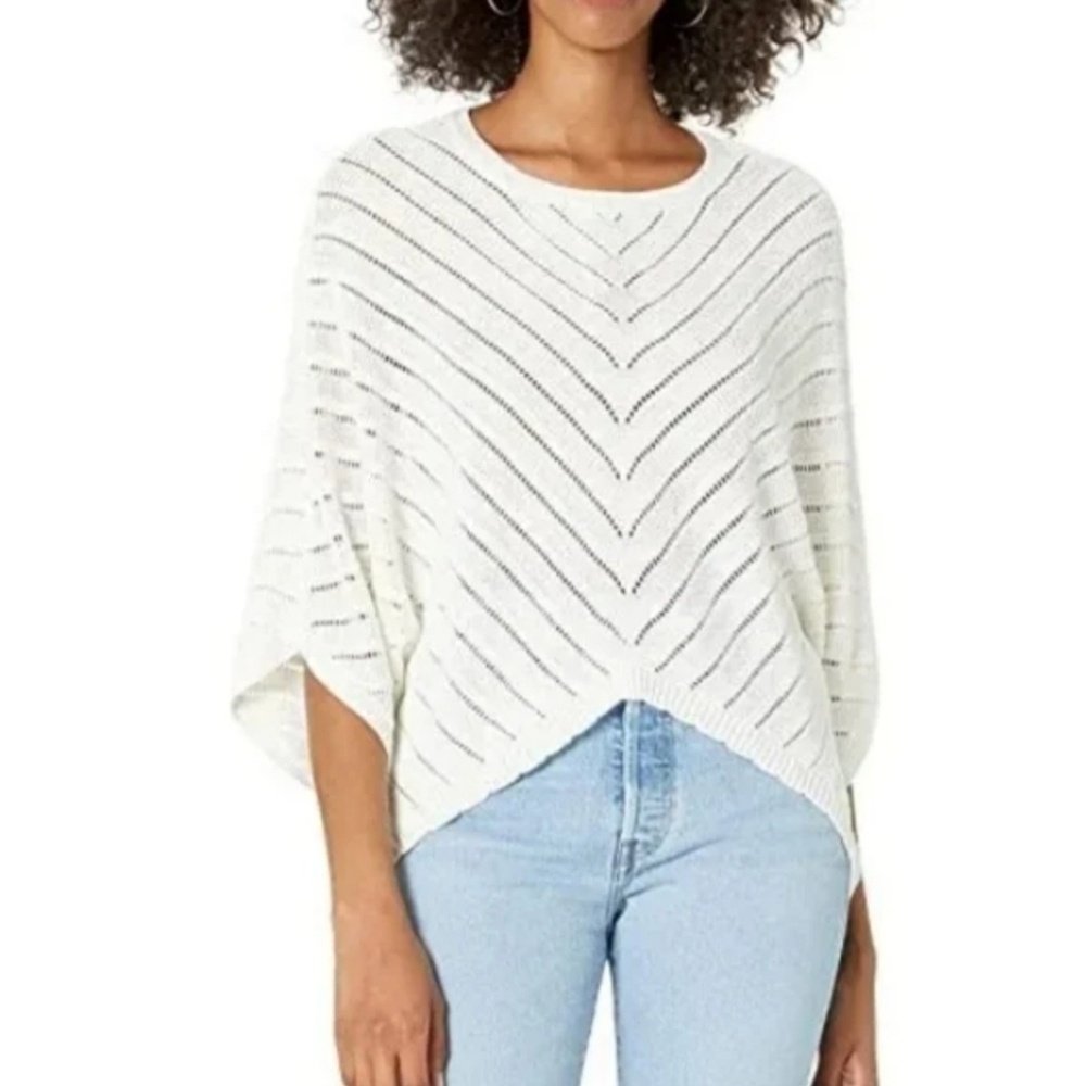 BISHOP + YOUNG Zen Dolman Textured Knit Asymetrical‎ Shark Bite Hem Sweater SZ S
